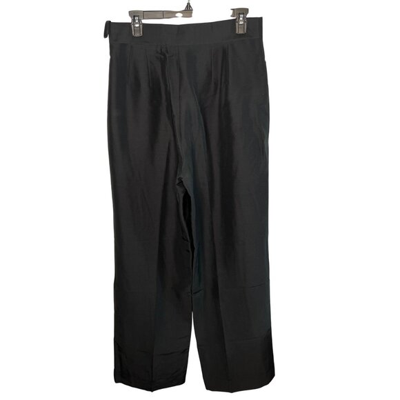 Liz Claiborne Black 100% Silk Women's Dress Pants Size 12 Side Zipper Flat Front - Picture 2 of 11